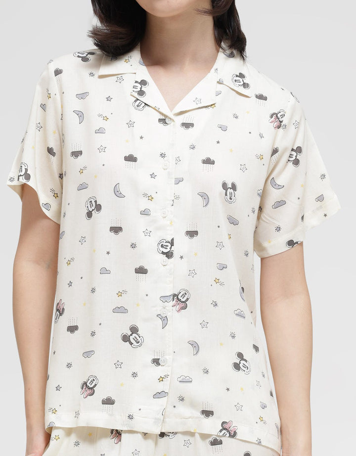 Disney Short Sleeve Pyjama Pants Minnie Good Night Stars