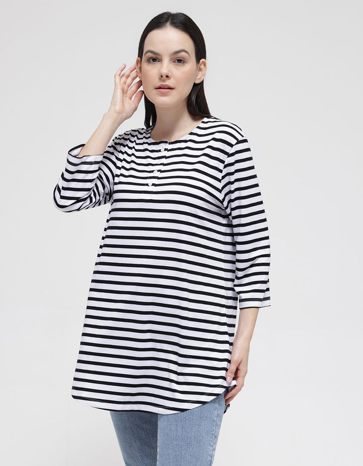 Anyday Stripe Print Tunic Long Sleeve Women