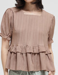 Details Short Sleeve Blouse Textured Ruffle
