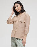 Details Long Sleeve Shirt Flap Pocket At Front