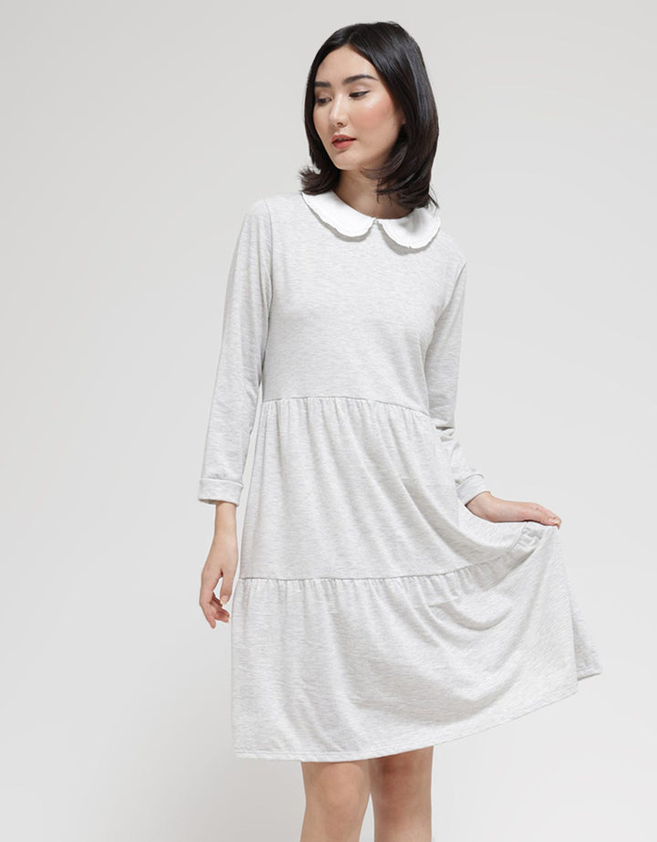 Details Long Sleeve Midi Dress Babydoll
