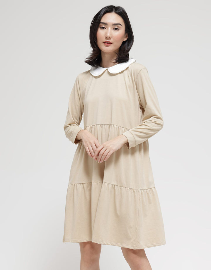 Details Long Sleeve Midi Dress Babydoll