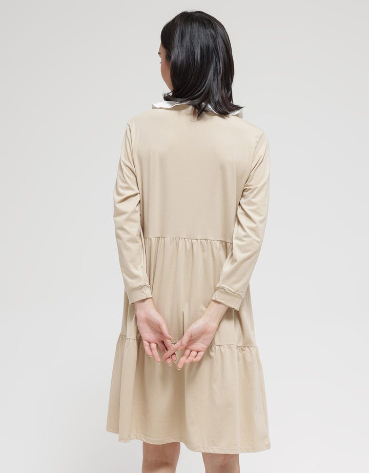 Details Long Sleeve Midi Dress Babydoll