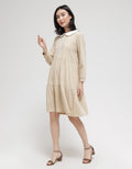 Details Long Sleeve Midi Dress Babydoll
