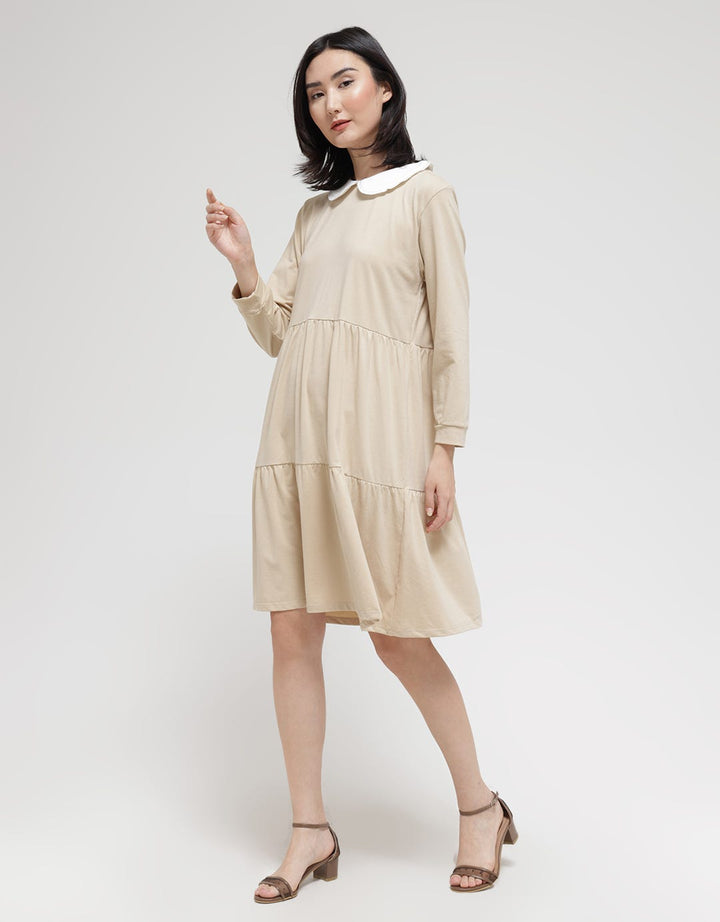 Details Long Sleeve Midi Dress Babydoll
