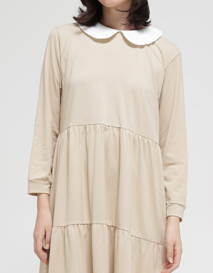 Details Long Sleeve Midi Dress Babydoll