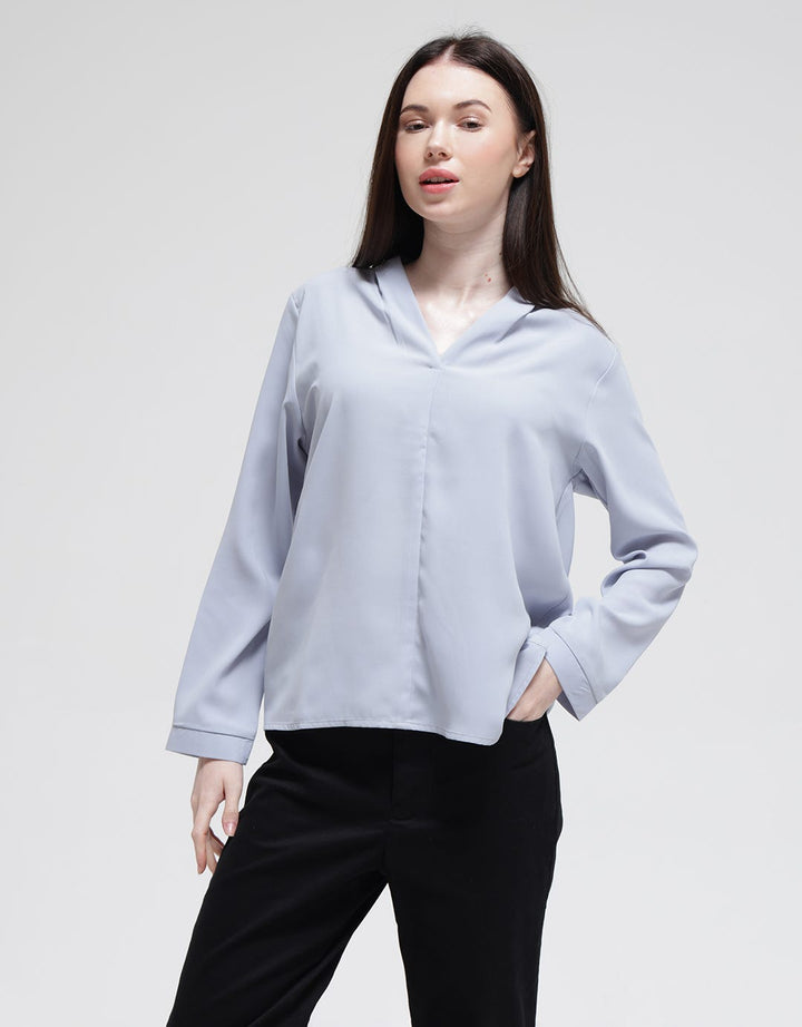Connexion Long Sleeve Blouse Skipper Neck