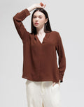 Connexion Long Sleeve Blouse Skipper Neck