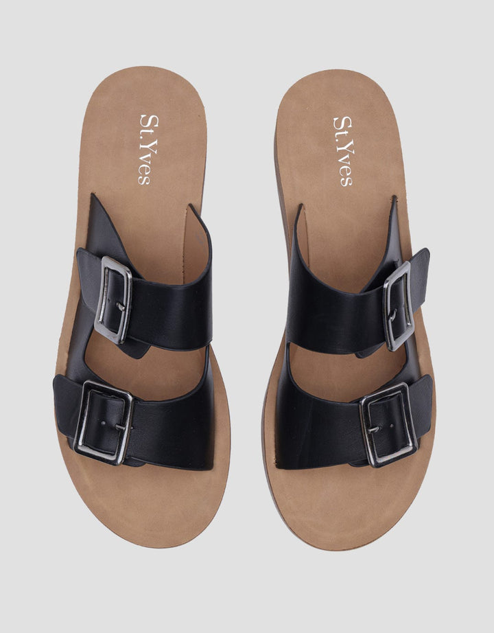 St. Yves Wq52 Double Buckle Strap Sandal Slipper Wanita