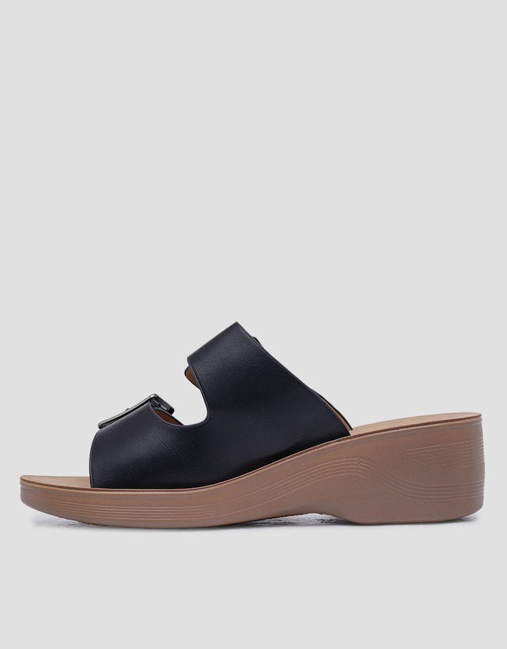 St. Yves Wq52 Double Buckle Strap Sandal Slipper Wanita