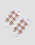 Nevada Checked Pattern Kaus Kaki Ankle Wanita