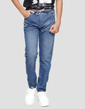 Nevada Long Denim Pants Wrinkle Rib Marbling Washing