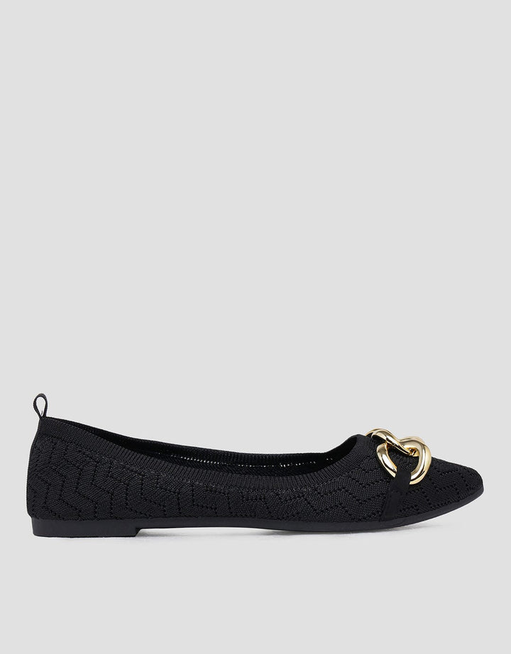 Connexion Buckle Gold Sepatu Flat Wanita
