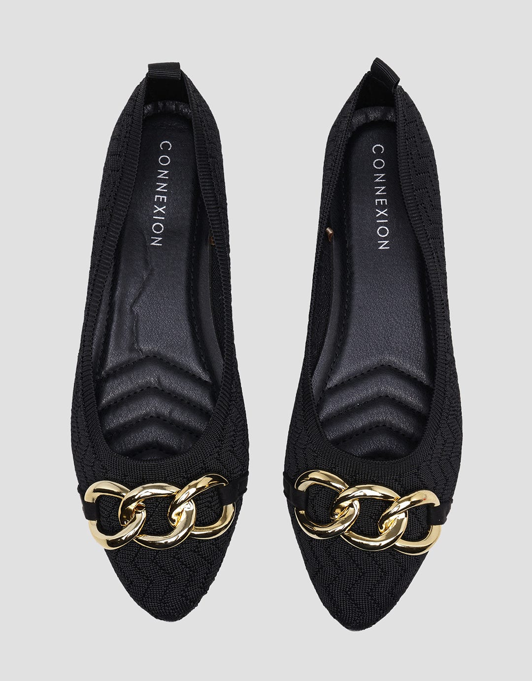 Connexion Buckle Gold Sepatu Flat Wanita