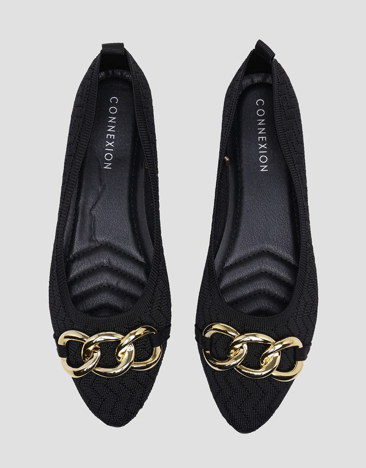 Connexion Buckle Gold Sepatu Flat Wanita