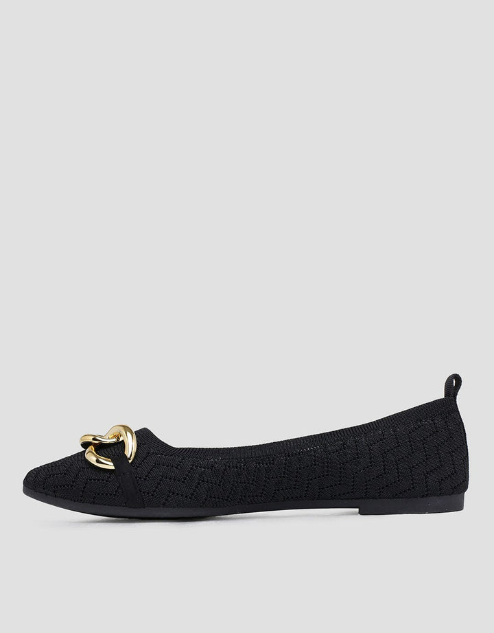 Connexion Buckle Gold Sepatu Flat Wanita
