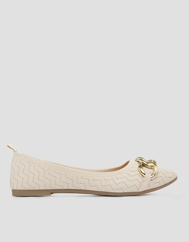 Connexion Buckle Gold Sepatu Flat Wanita