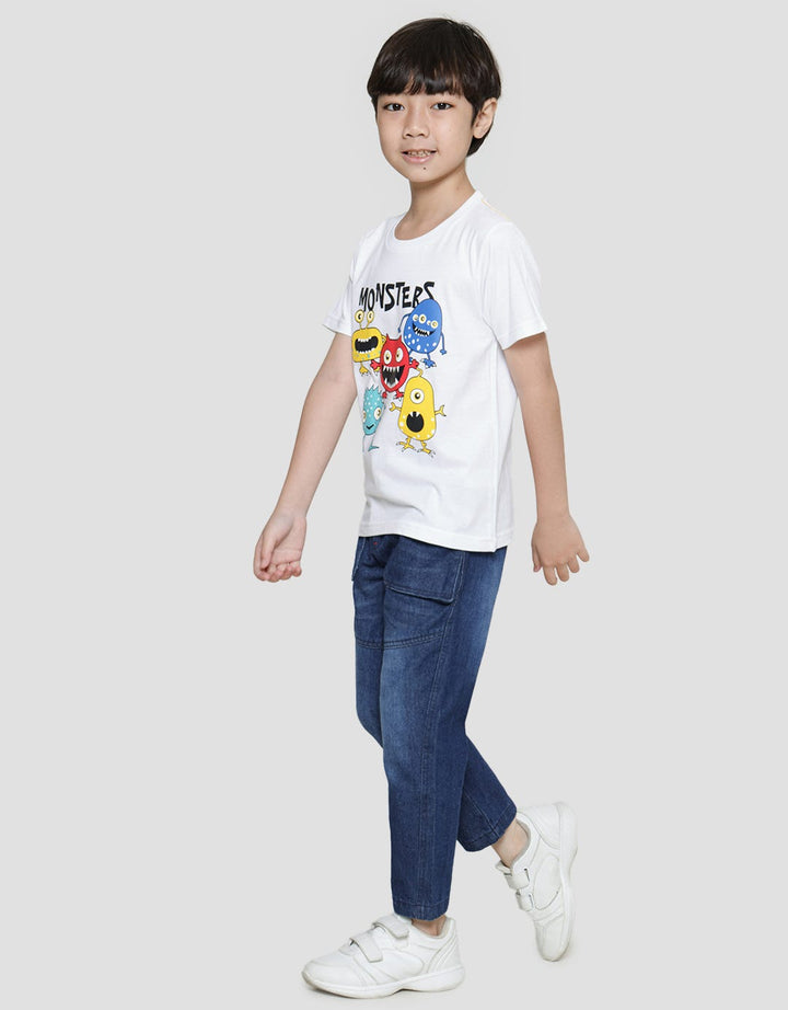 Little M Kaos Lengan Pendek Anak Laki-laki Print Monster