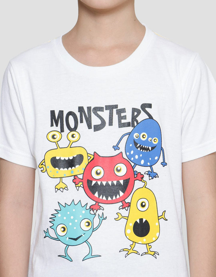 Little M Kaos Lengan Pendek Anak Laki-laki Print Monster