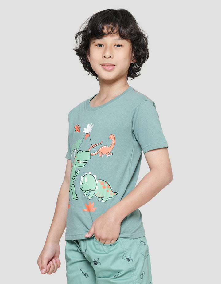 Little M Dino Gunung Kaos Lengan Pendek Anak Laki-Laki