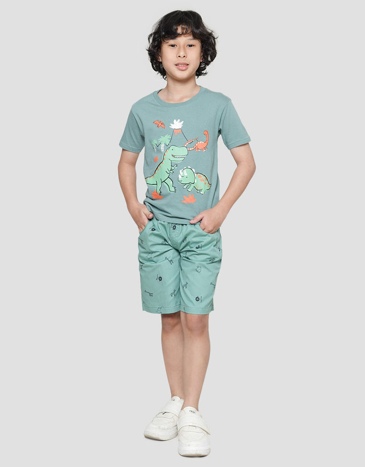 Little M Dino Gunung Kaos Lengan Pendek Anak Laki-Laki