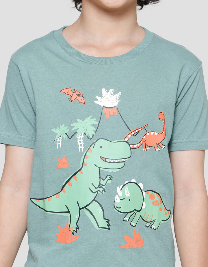 Little M Dino Gunung Kaos Lengan Pendek Anak Laki-Laki