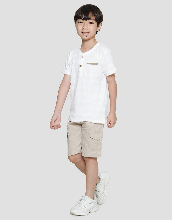 Little M Kaos Henley Texture Wafer Anak Laki-laki
