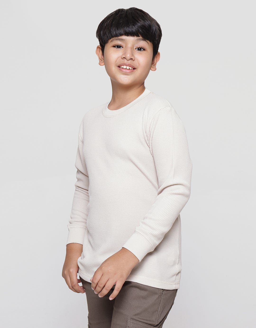 Nevada Long Sleeve Solid Textured Waffle