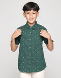 Nevada Slub Geometri Print Kemeja Anak Laki-laki