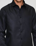 Cole Slim Fit Texture Wafle Kemeja Lengan Panjang Pria