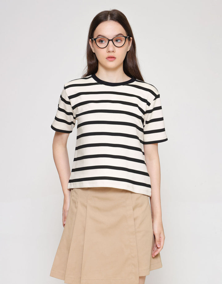 ZES Interlock Crop Stripe Tee Kaos Wanita CRLVT038