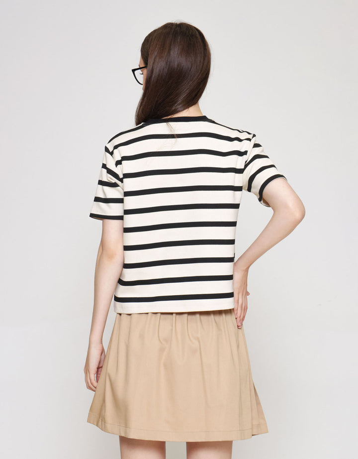 ZES Interlock Crop Stripe Tee Kaos Wanita CRLVT038