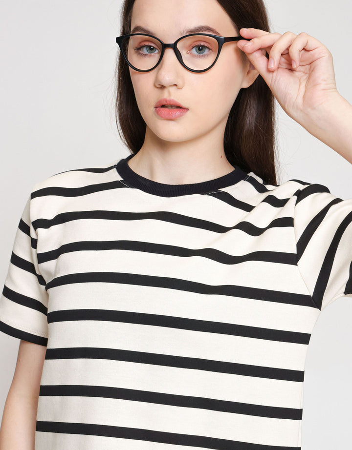 ZES Interlock Crop Stripe Tee Kaos Wanita CRLVT038
