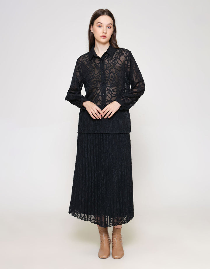 ZES Jacquard Kemeja Wanita MELWT014