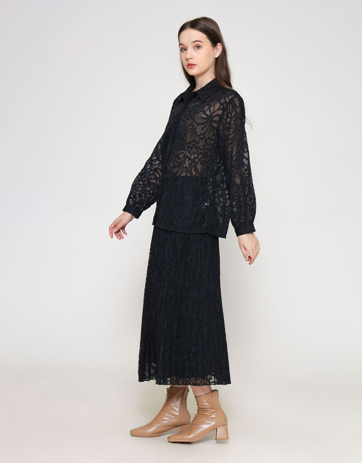 ZES Jacquard Kemeja Wanita MELWT014