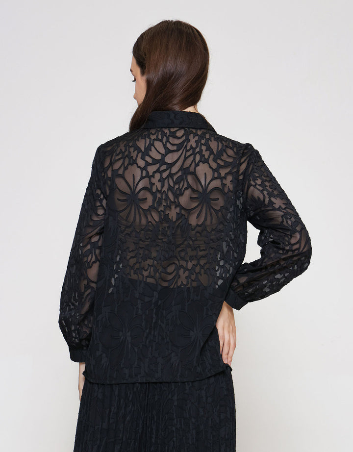 ZES Jacquard Kemeja Wanita MELWT014