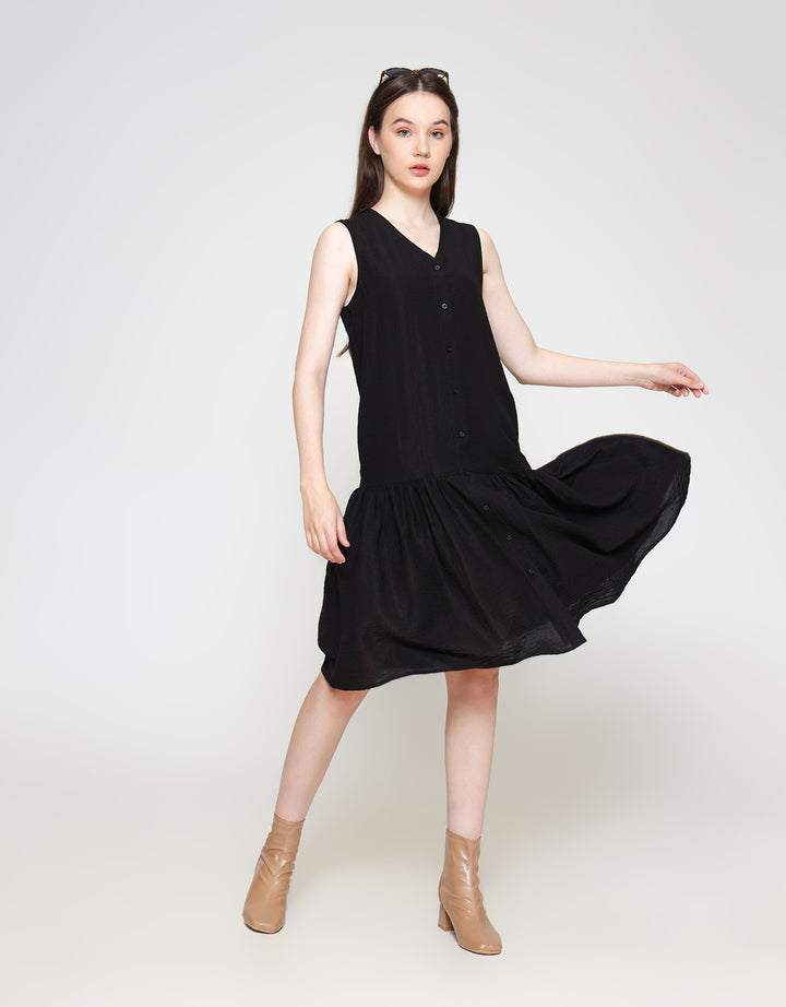 ZES Tier Sleeveless Midi Dress Wanita TSBDD002