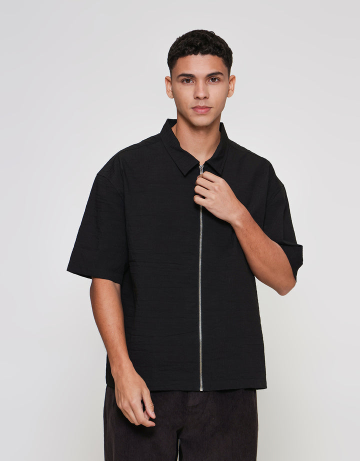 ZES Zipped Textured Kemeja Pria OWEN