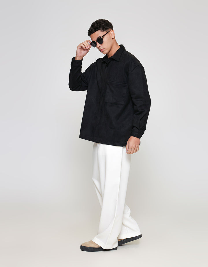 ZES Overshirt Faux Suede With Pocket Simon Kemeja Pria SIMON