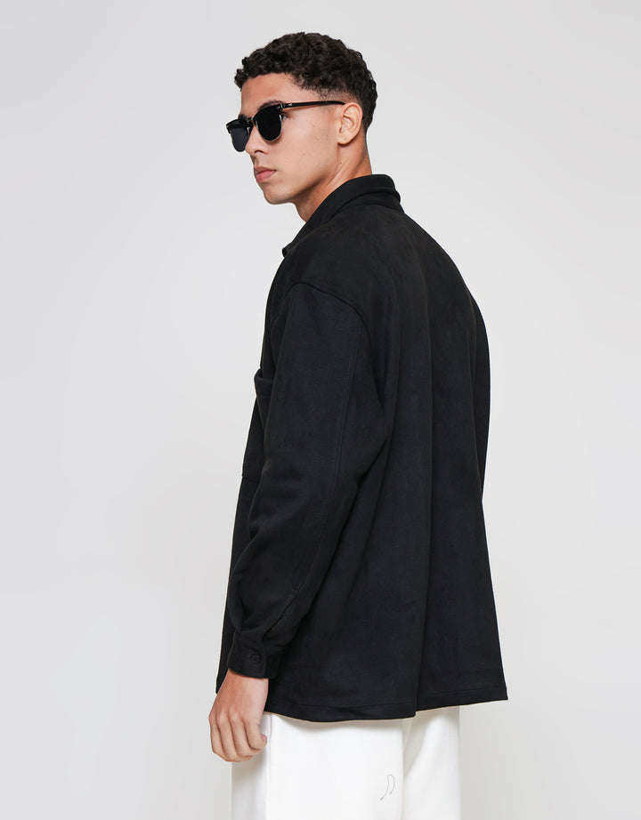 ZES Overshirt Faux Suede With Pocket Simon Kemeja Pria SIMON