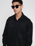 ZES Overshirt Faux Suede With Pocket Simon Kemeja Pria SIMON