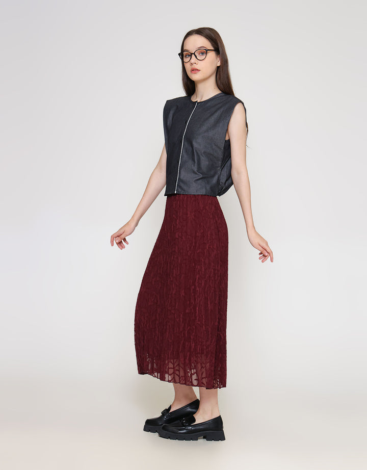 ZES Denim Look Sleeveless With Hidden Placket Blouse Wanita TSBWT016
