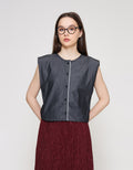 ZES Denim Look Sleeveless With Hidden Placket Blouse Wanita TSBWT016
