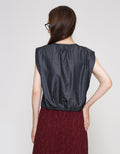 ZES Denim Look Sleeveless With Hidden Placket Blouse Wanita TSBWT016