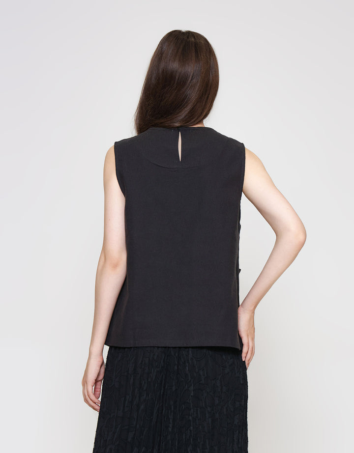 ZES Blouse Sleeveless Side Belt TSBWT019 TSBWT019