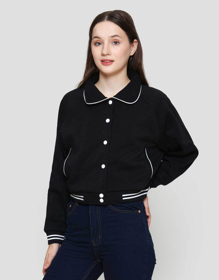 Nevada Boxy Fleece W/ Piping Jaket Wanita
