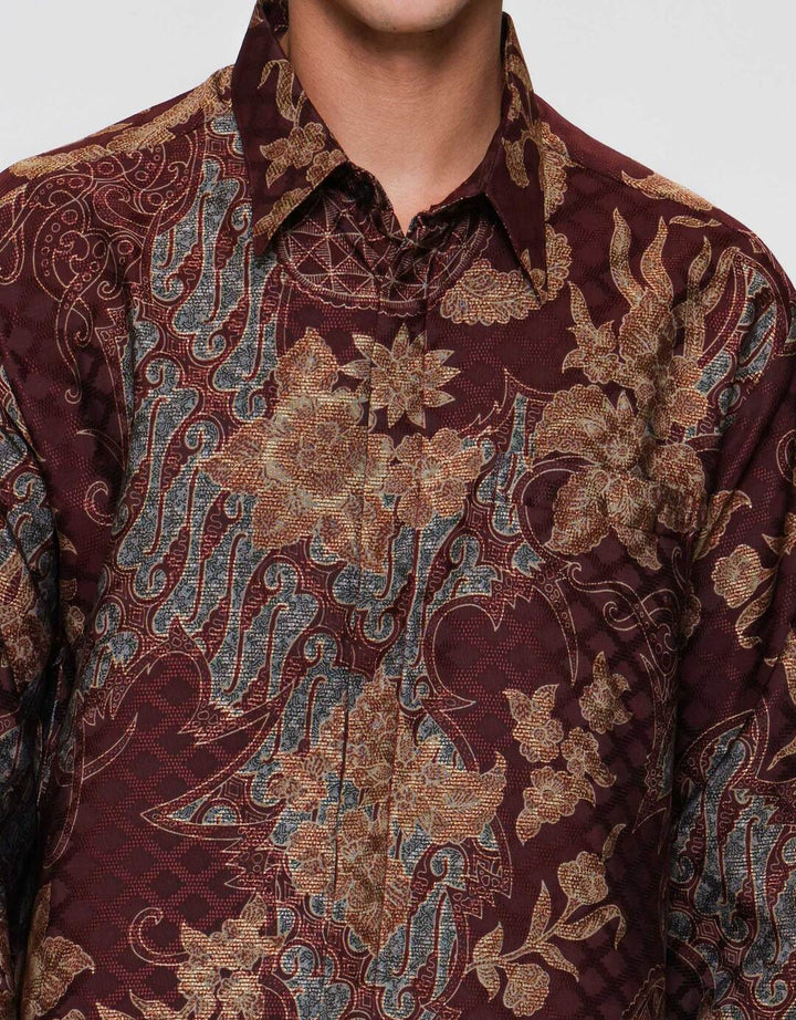 Arjuna Weda Reg Fit Parang Kembang Kemeja Batik Pria
