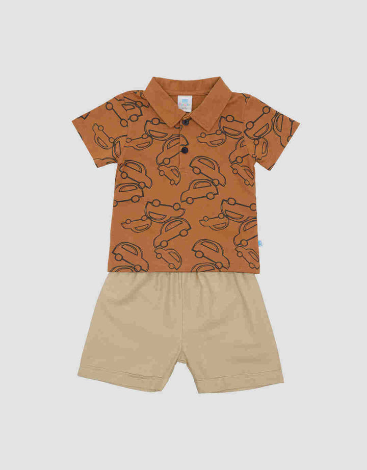 Pipiniko Car Print Set Pakaian Anak Laki-laki