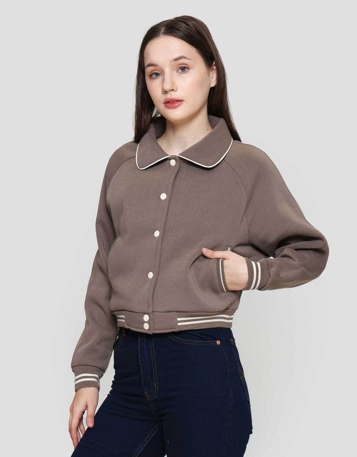 Nevada Boxy Fleece W/ Piping Jaket Wanita