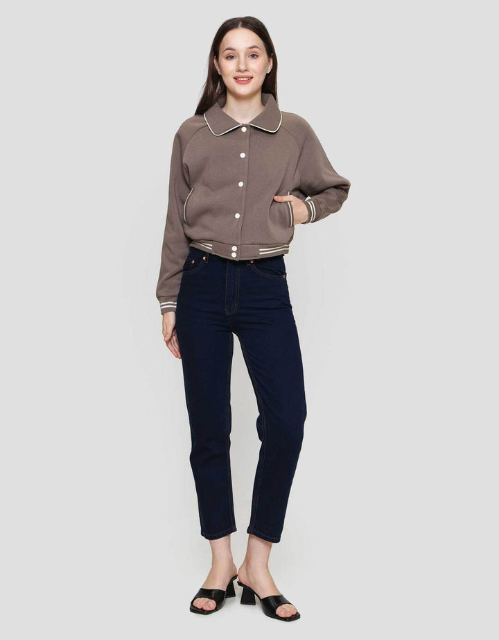 Nevada Boxy Fleece W/ Piping Jaket Wanita